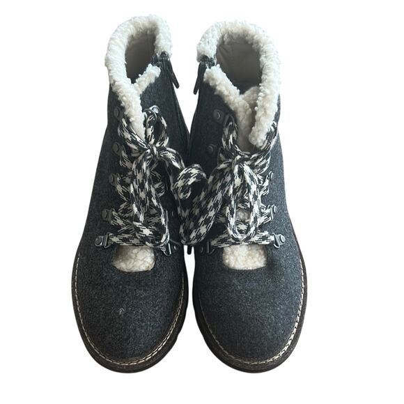 Madden NYC Stylish Gray Women's Winter Boots with Houndstooth Laces - Picture 1 of 6